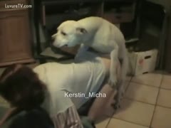 Kerstin allows her pitbull to give her a furious backfuck! A bestiality pornographic video featuring an adolescent of legal age
